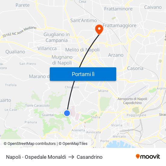 Napoli - Ospedale Monaldi to Casandrino map