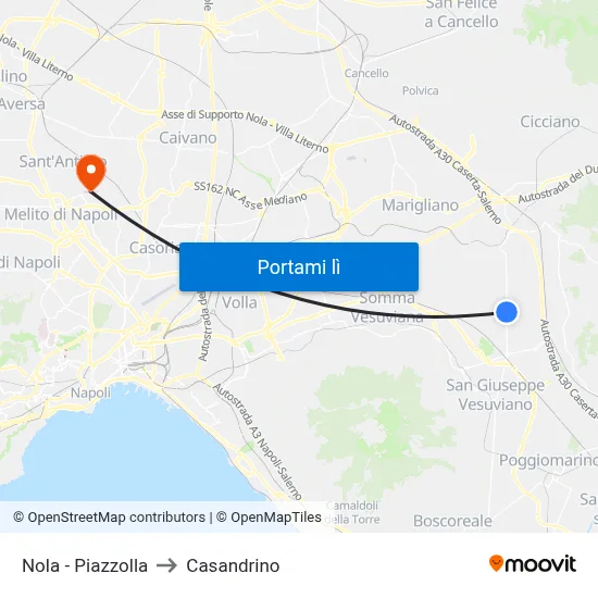 Nola - Piazzolla to Casandrino map