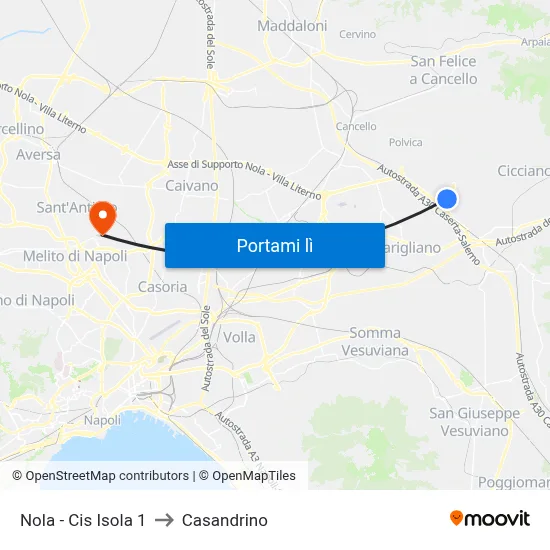 Nola - Cis Isola 1 to Casandrino map