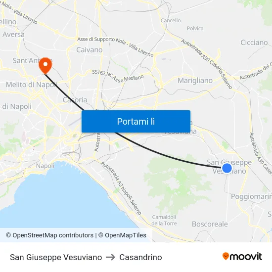San Giuseppe Vesuviano to Casandrino map