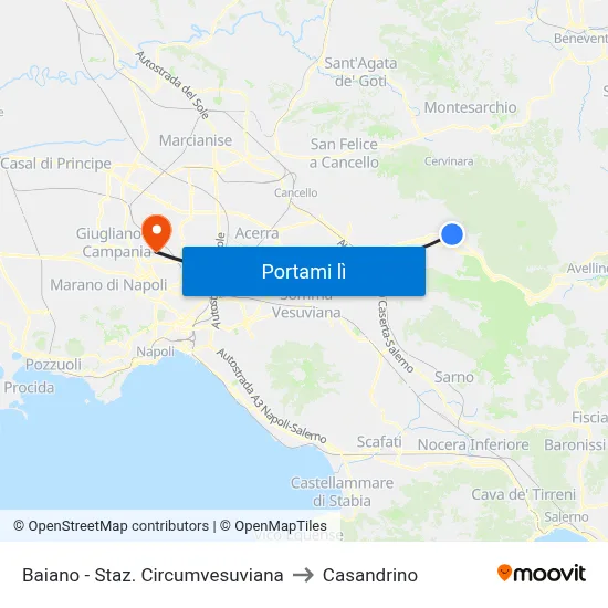 Baiano - Staz. Circumvesuviana to Casandrino map