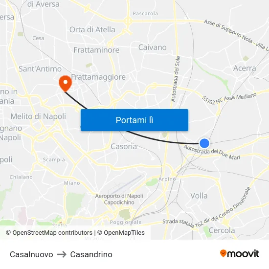 Casalnuovo to Casandrino map