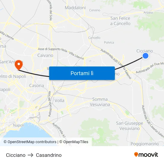 Cicciano to Casandrino map