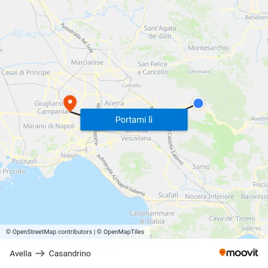 Avella to Casandrino map