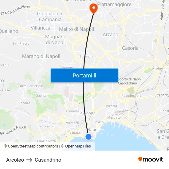 Arcoleo to Casandrino map