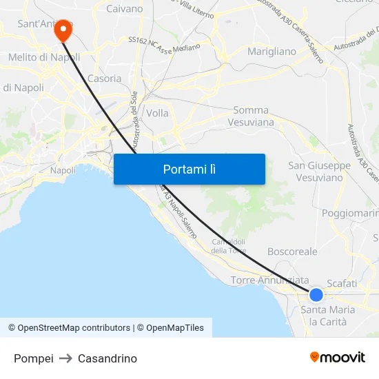 Pompei to Casandrino map