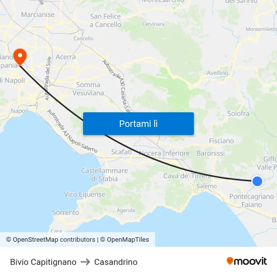 Bivio Capitignano to Casandrino map