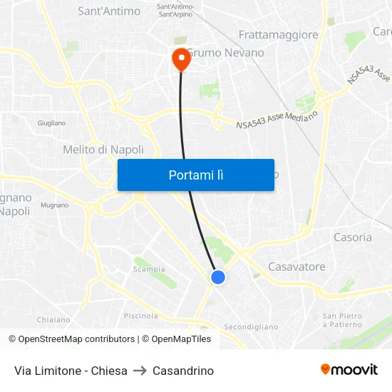 Via Limitone - Chiesa to Casandrino map
