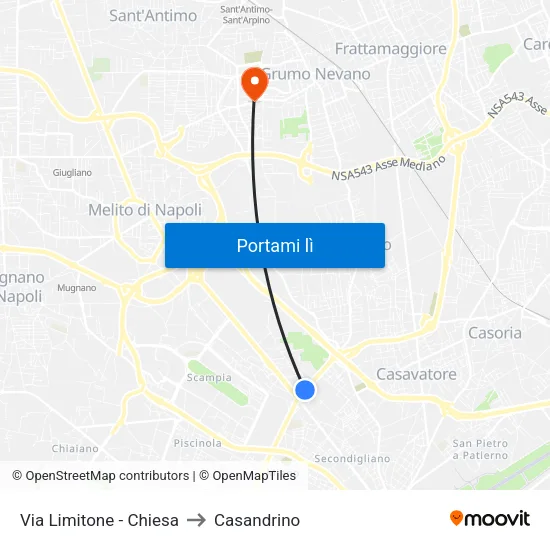 Via Limitone - Chiesa to Casandrino map