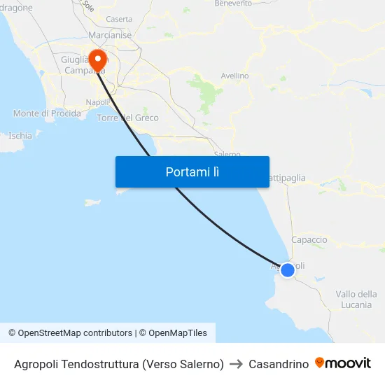 Agropoli Tendostruttura (Verso Salerno) to Casandrino map