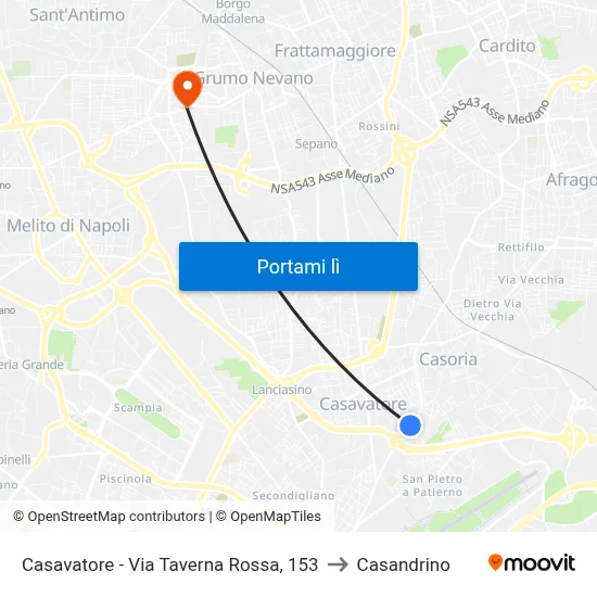 Casavatore - Via Taverna Rossa, 153 to Casandrino map