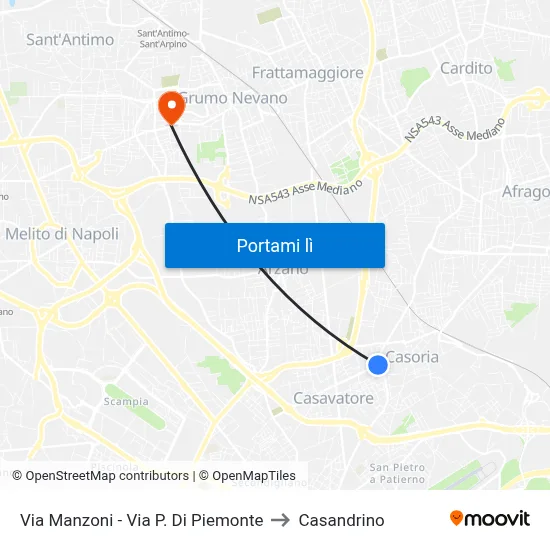 Via Manzoni - Via P. Di Piemonte to Casandrino map