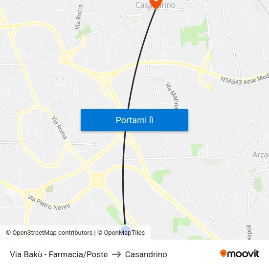Via Bakù - Farmacia/Poste to Casandrino map