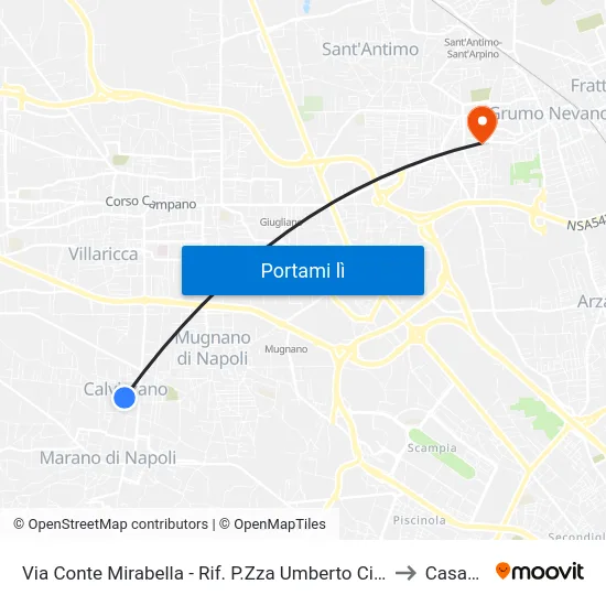 Via Conte Mirabella - Rif. P.Zza Umberto Civico N° 8 Alt. Club Napoli to Casandrino map