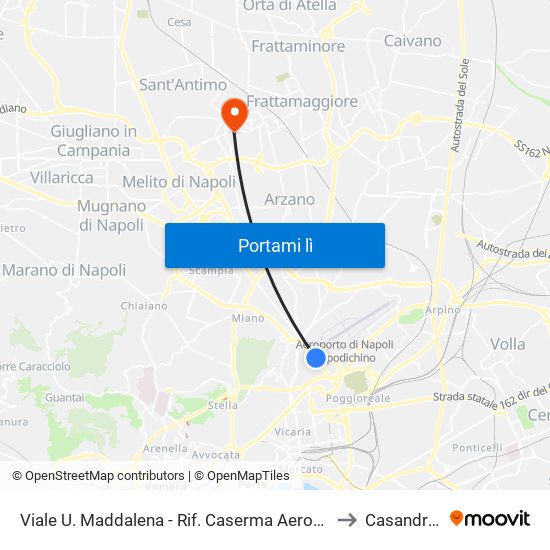 Viale U. Maddalena - Rif. Caserma Aeronautica to Casandrino map