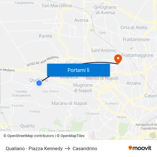 Qualiano - Piazza Kennedy to Casandrino map