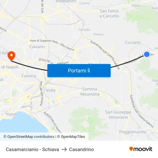 Casamarcianio - Schiava to Casandrino map