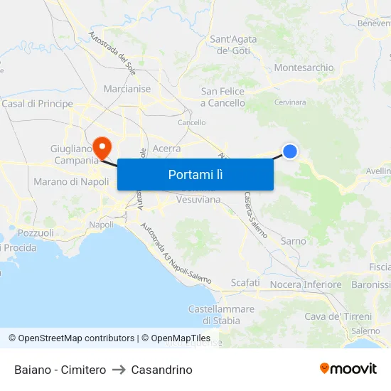 Baiano - Cimitero to Casandrino map