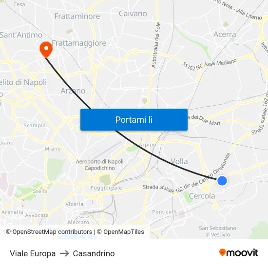 Viale Europa to Casandrino map
