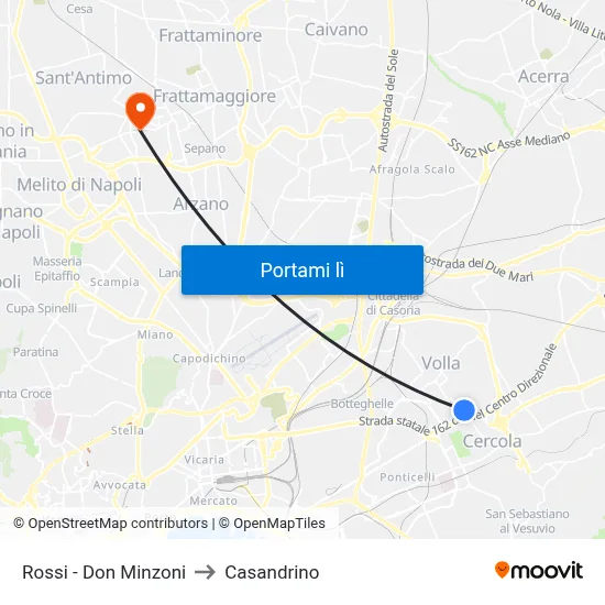 Rossi - Don Minzoni to Casandrino map