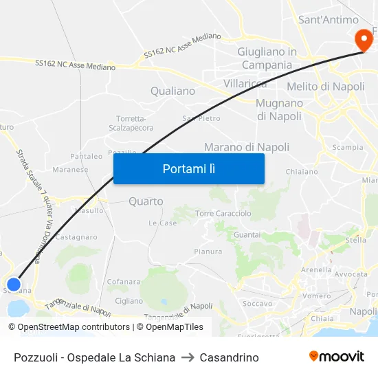 Pozzuoli - Ospedale La Schiana to Casandrino map