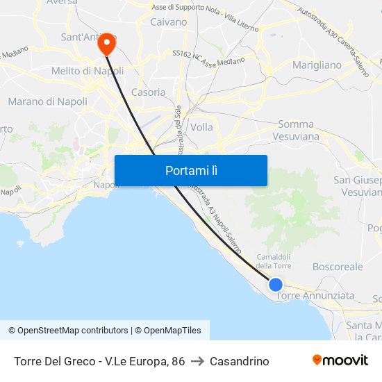 Torre Del Greco - V.Le Europa, 86 to Casandrino map