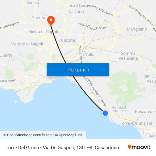 Torre Del Greco - Via De Gasperi, 130 to Casandrino map