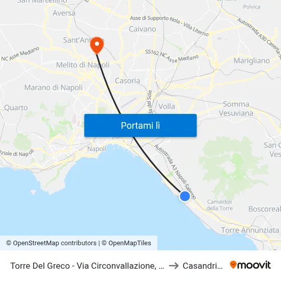 Torre Del Greco - Via Circonvallazione, 30 to Casandrino map