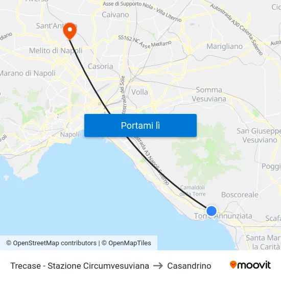 Trecase - Stazione Circumvesuviana to Casandrino map