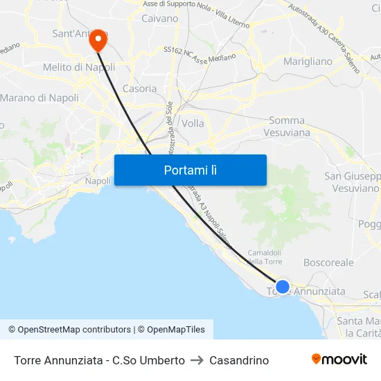 Torre Annunziata - C.So Umberto to Casandrino map