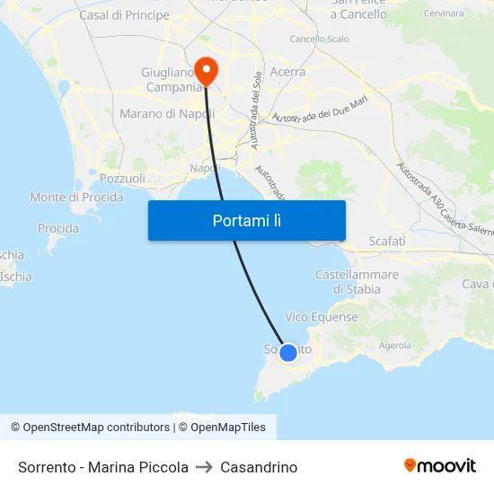 Sorrento - Marina Piccola to Casandrino map