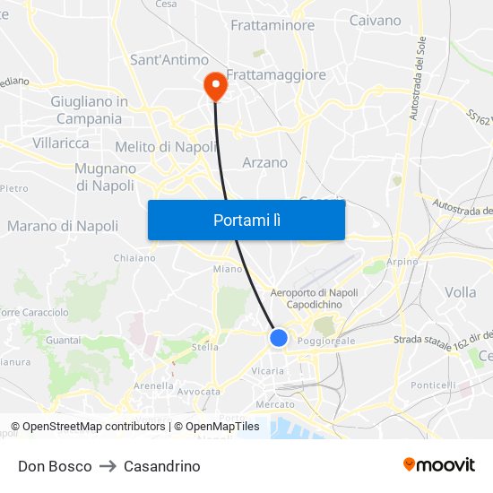 Don Bosco to Casandrino map