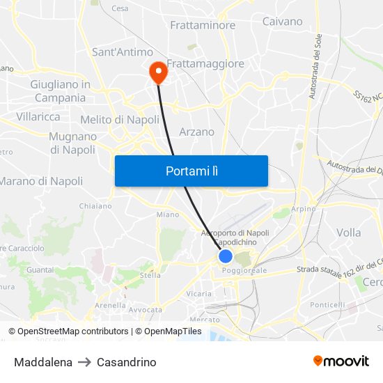 Maddalena to Casandrino map