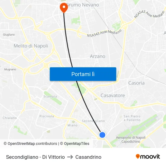 Secondigliano - Di Vittorio to Casandrino map