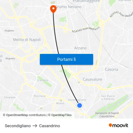 Secondigliano to Casandrino map