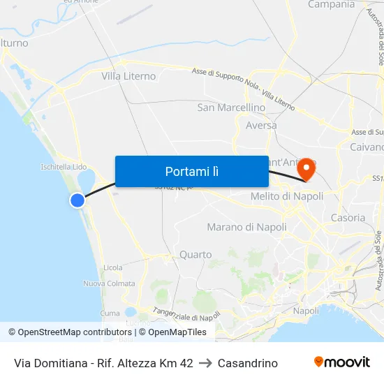 Via Domitiana - Rif. Altezza Km 42 to Casandrino map