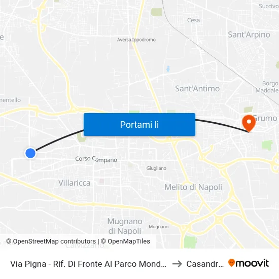 Via Pigna - Rif. Di Fronte Al Parco Mondo Nuovo to Casandrino map