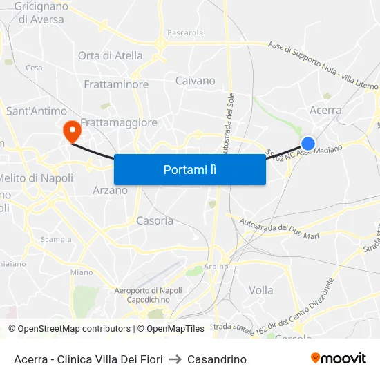 Acerra - Clinica Villa Dei Fiori to Casandrino map
