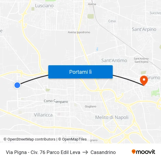 Via Pigna - Civ. 76 Parco Edil Leva to Casandrino map