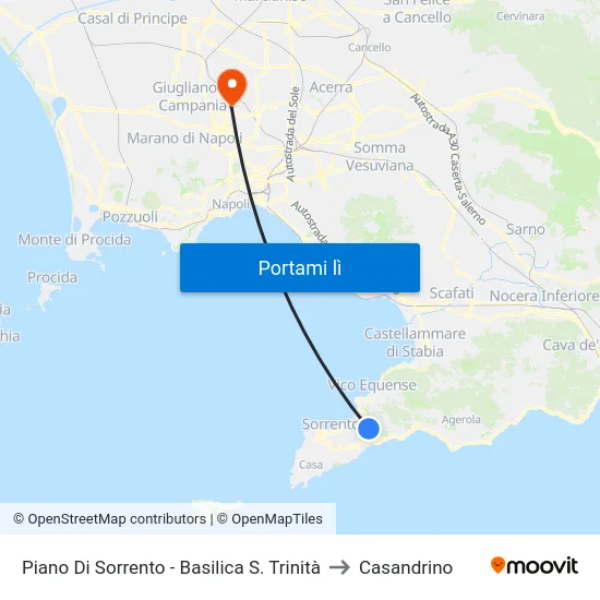 Piano Di Sorrento - Basilica S. Trinità to Casandrino map