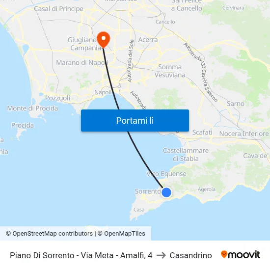 Piano Di Sorrento - Via Meta - Amalfi, 4 to Casandrino map
