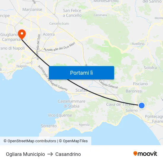 Ogliara Municipio to Casandrino map