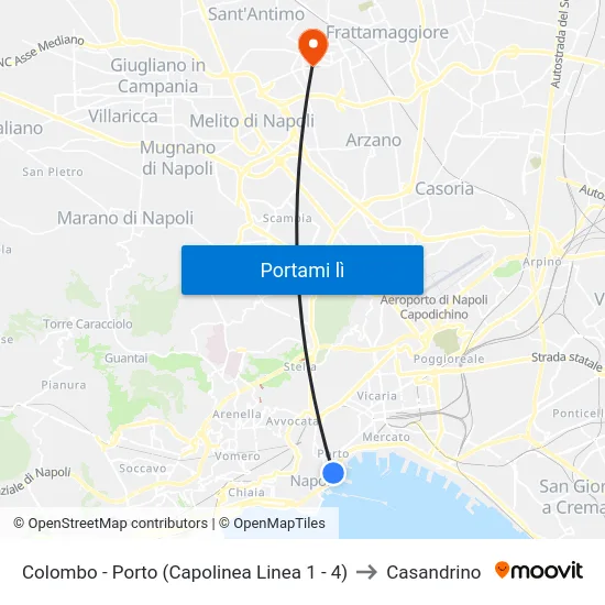 Colombo - Porto (Capolinea Linea 1 - 4) to Casandrino map