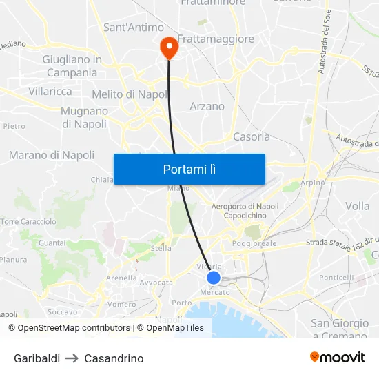 Garibaldi to Casandrino map