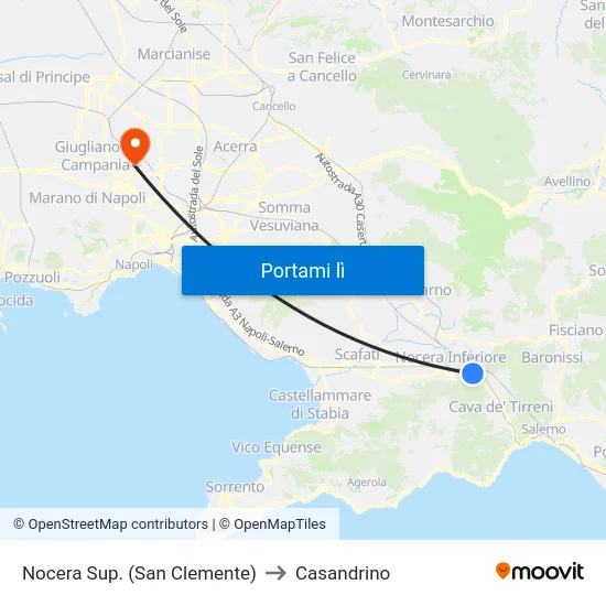 Nocera Sup. (San Clemente) to Casandrino map