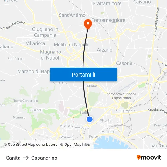 Sanità to Casandrino map