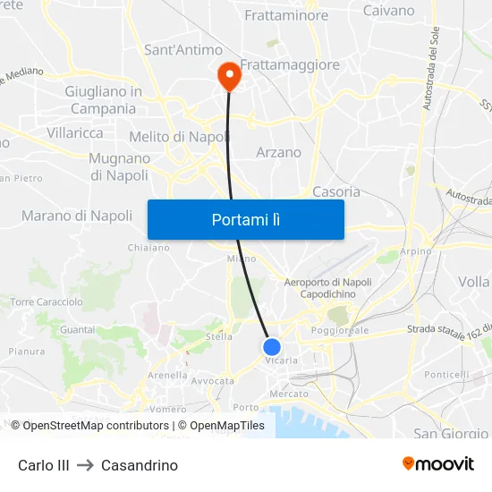 Carlo III to Casandrino map
