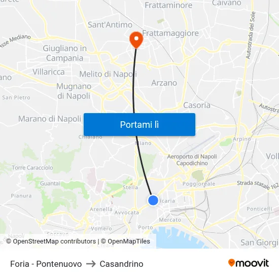 Foria - Pontenuovo to Casandrino map