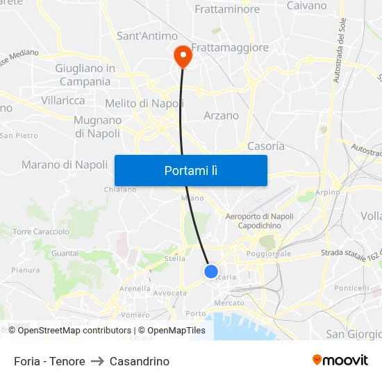 Foria - Tenore to Casandrino map