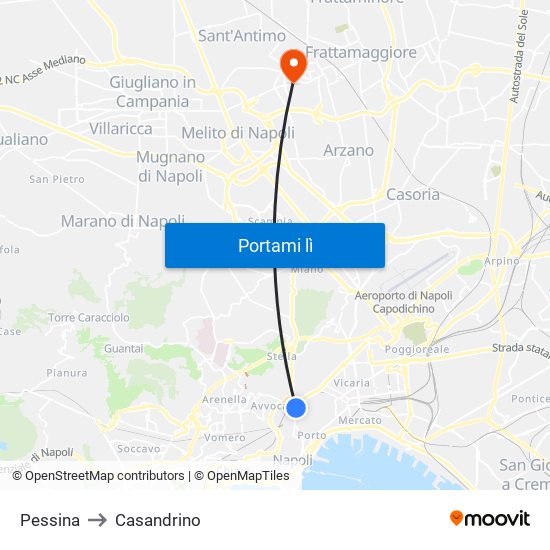 Pessina to Casandrino map